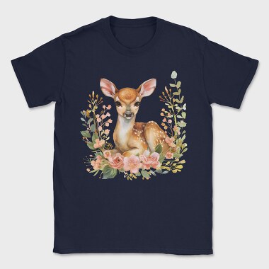 Fawn In Flowers Bunch, Tricou Barbati (Unisex)