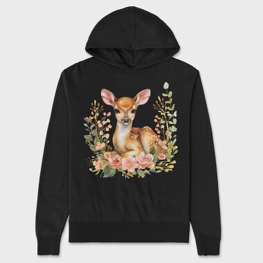 Fawn In Flowers Bunch, Hanorac Oversize Barbati (Unisex)