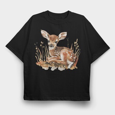 Fawn In Grass, Tricou Oversize Barbati (Unisex)