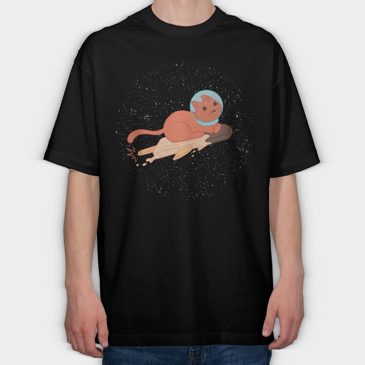 Space Ice Cream Cat, Tricou Oversize Barbati (Unisex)