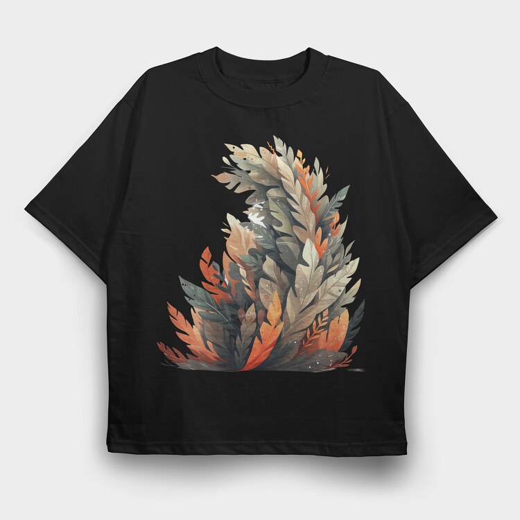 Feather Bushes Illustration, Tricou Oversize Barbati (Unisex)