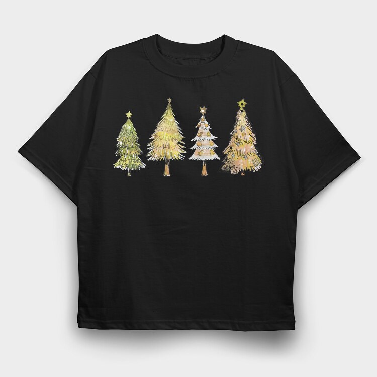 Festive Fir Bright Stars, Tricou Oversize Barbati (Unisex)