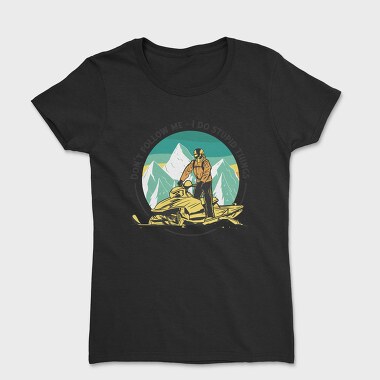 Snowmobiler Retro Sunset, Tricou Femei