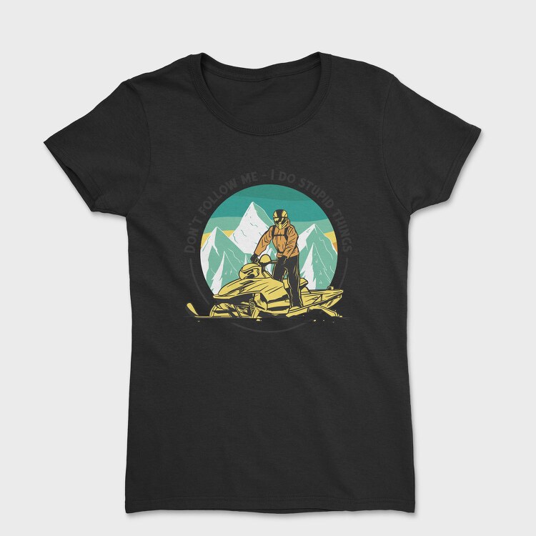 Snowmobiler Retro Sunset, Tricou Femei