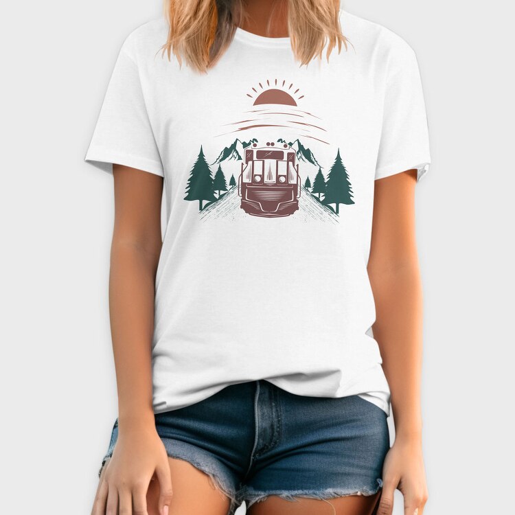 Train Mountain Sunrise, Tricou Barbati (Unisex)