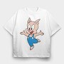 Porky Pig Jump, Tricou Oversize Barbati (Unisex)
