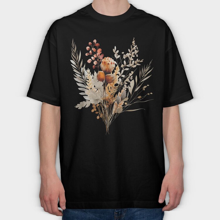 Fall Floral Serenity, Tricou Oversize Barbati (Unisex)