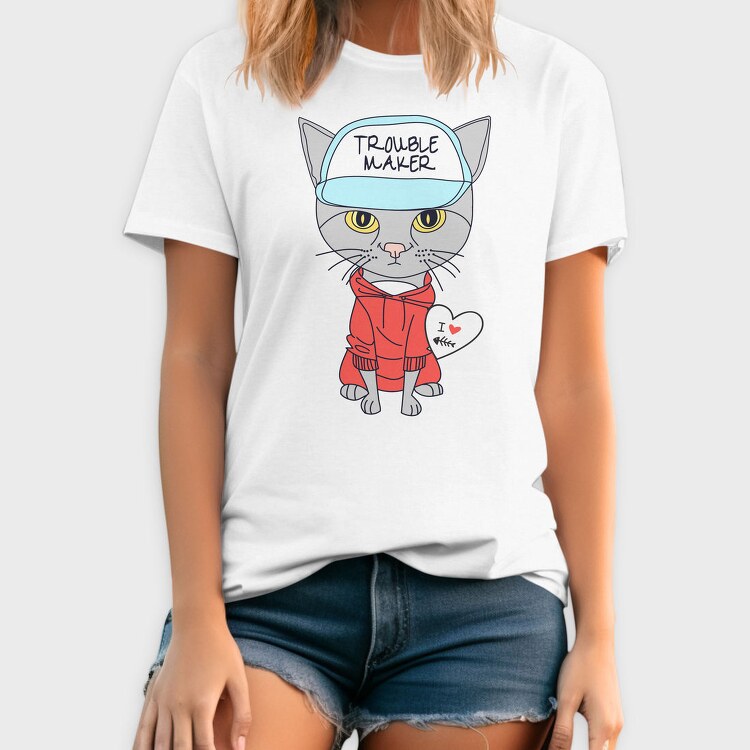 Troublemaker Cat Hoodie, Tricou Barbati (Unisex)