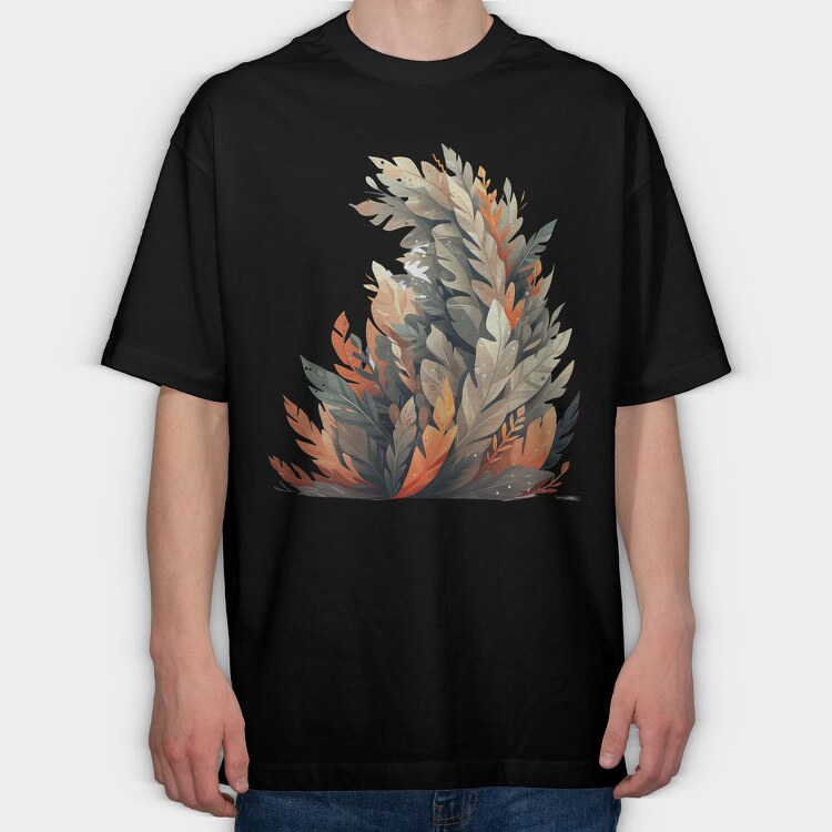 Feather Bushes Illustration, Tricou Oversize Barbati (Unisex)