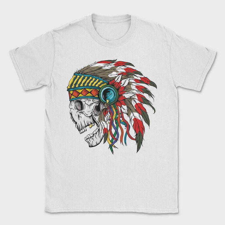 Skull Chief Feathers, Tricou Barbati (Unisex)