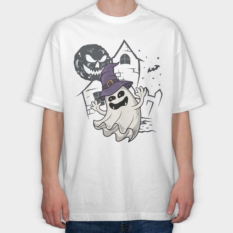 Halloween Ghostly Witch, Tricou Oversize Barbati (Unisex)
