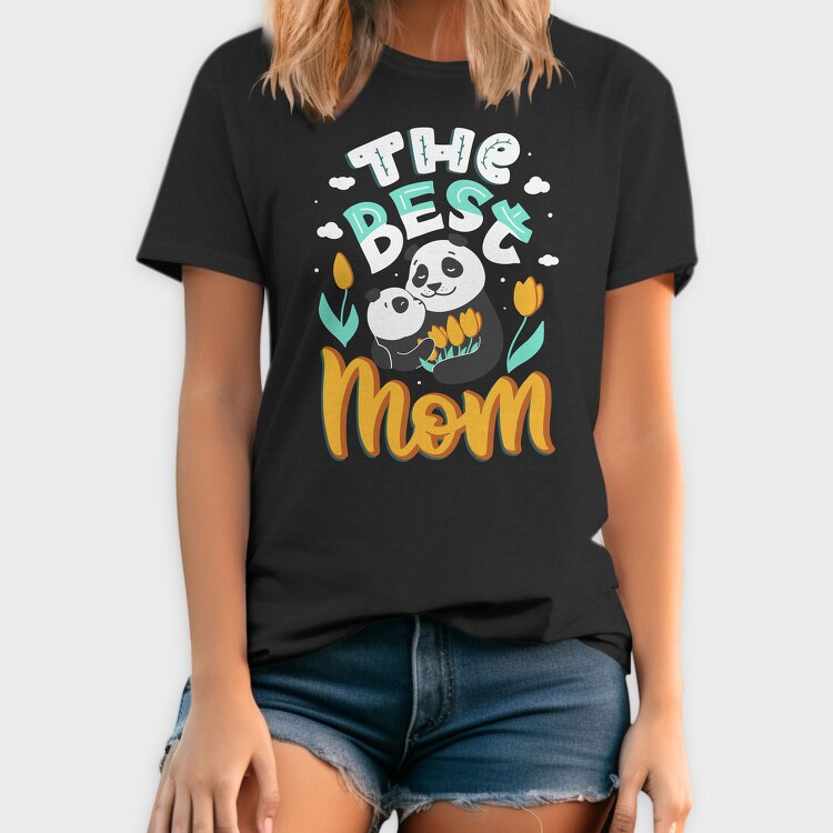 Panda Mom Tulips, Tricou Barbati (Unisex)