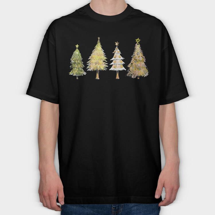 Festive Fir Bright Stars, Tricou Oversize Barbati (Unisex)