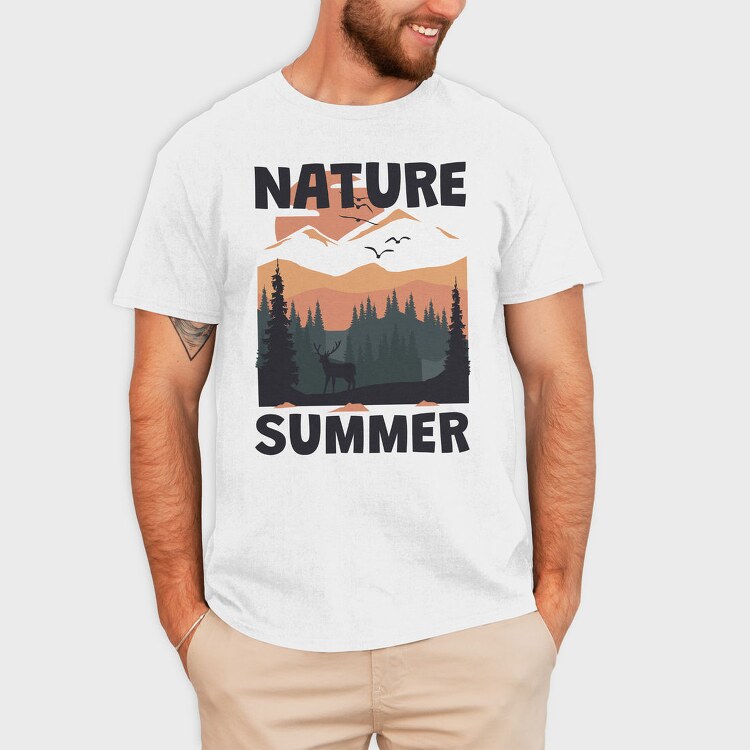 Summer Nature Deer, Tricou Barbati (Unisex)