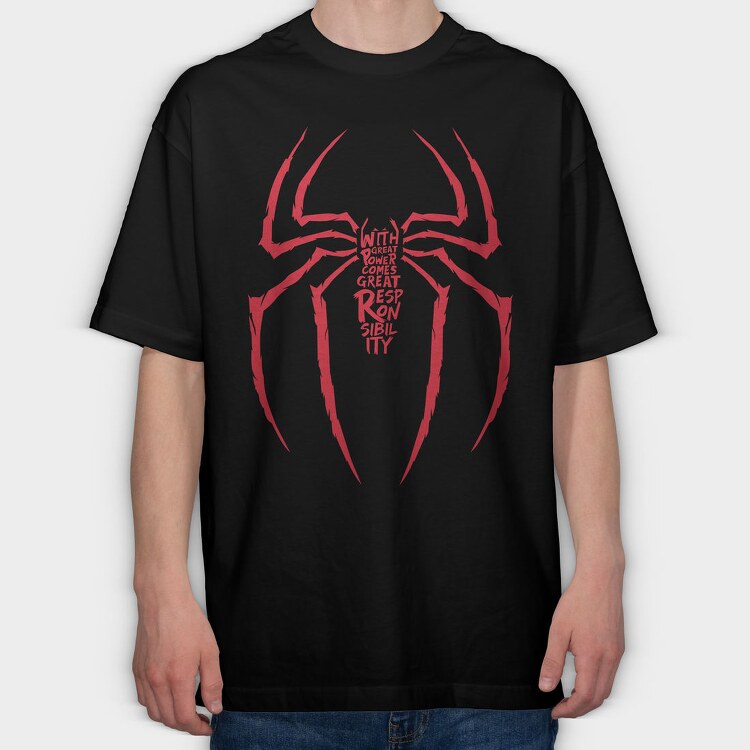 Spiderman Power Responsibility, Tricou Oversize Barbati (Unisex)