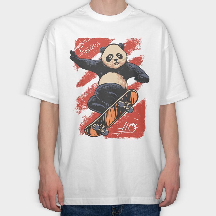 Panda Skateboarding, Tricou Oversize Barbati (Unisex)