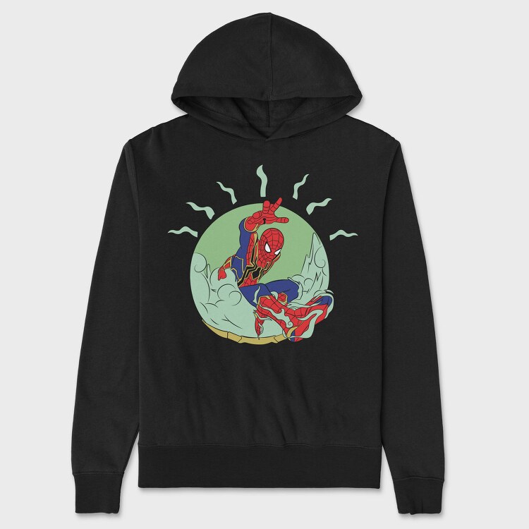 Spiderman Meditate, Hanorac Oversize Barbati (Unisex)