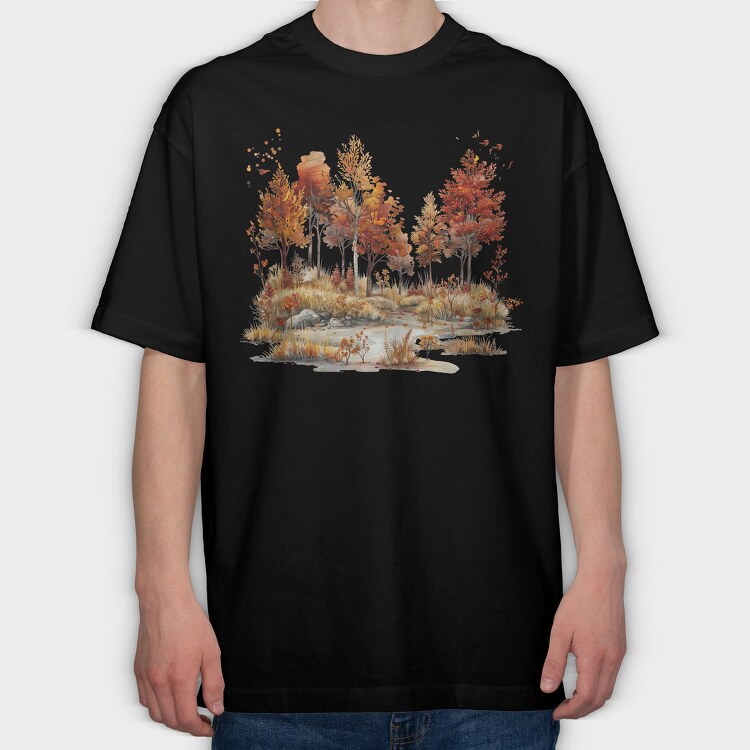 Fall Leaves Forest, Tricou Oversize Barbati (Unisex)