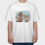 Chihuahua And Cocker Dogs Beach, Tricou Oversize Barbati (Unisex)