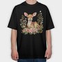 Fawn In Flowers Bunch, Tricou Oversize Barbati (Unisex)