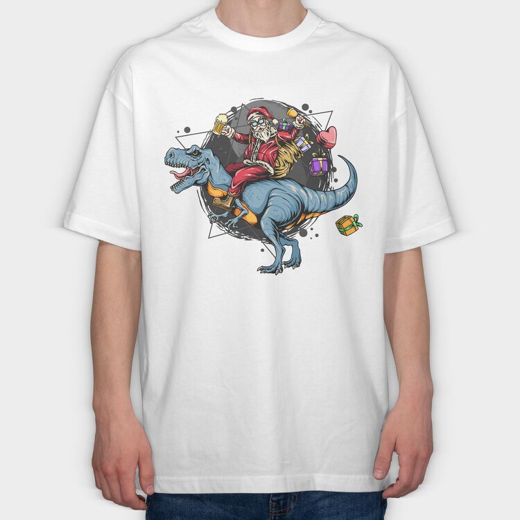 Santa Dino Fest, Tricou Oversize Barbati (Unisex)