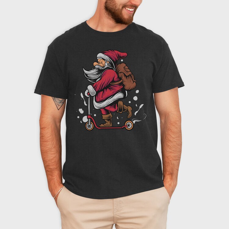 Santa Scootin, Tricou Barbati (Unisex)
