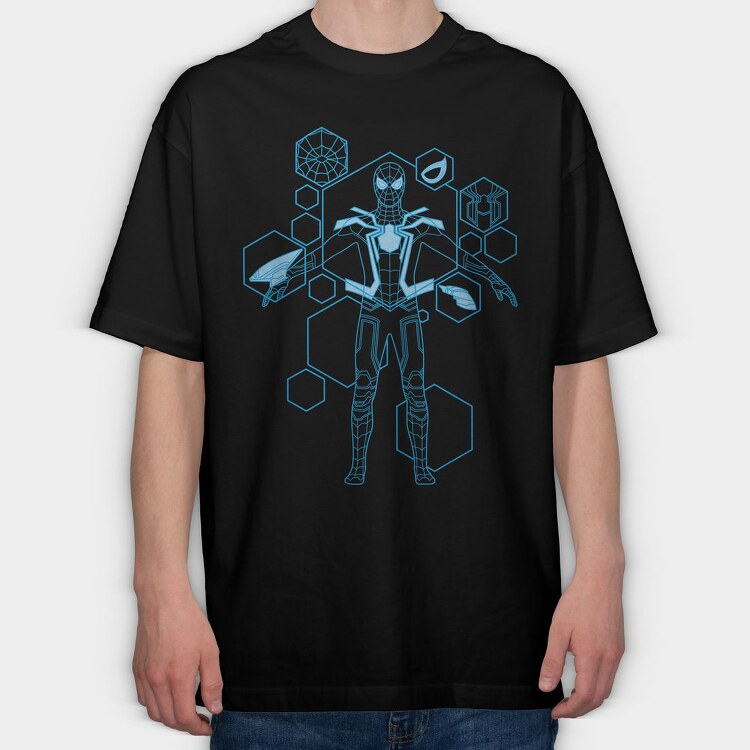 Spiderman Tech Hex, Tricou Oversize Barbati (Unisex)