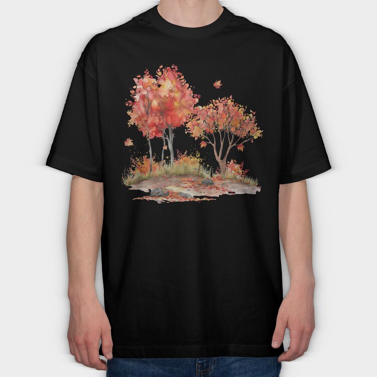 Fall Leaves Trees, Tricou Oversize Barbati (Unisex)