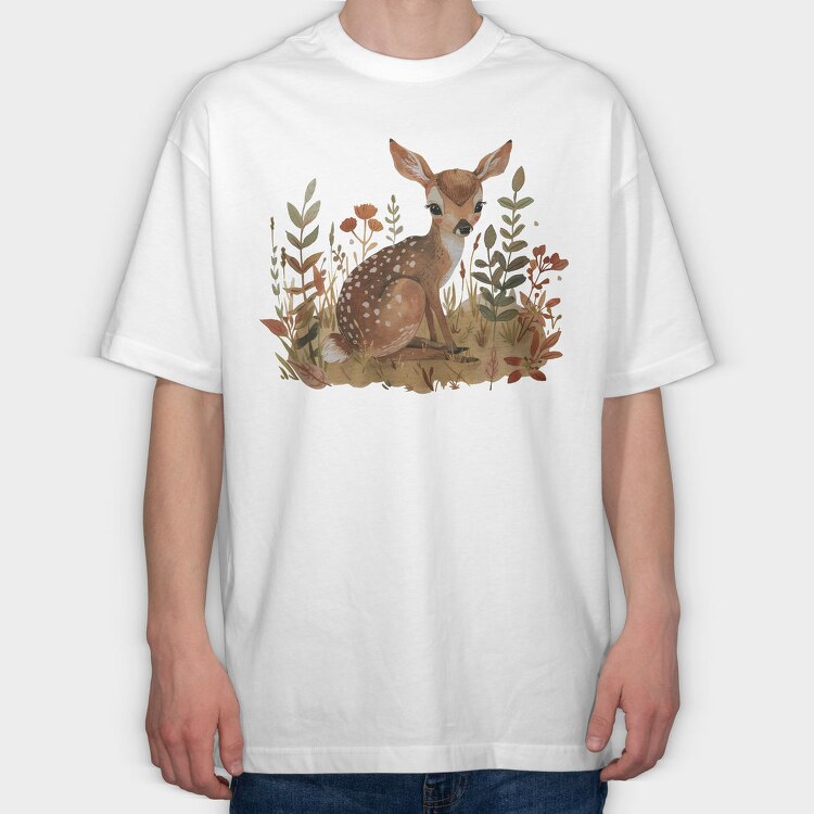 Fawn In Foliage, Tricou Oversize Barbati (Unisex)