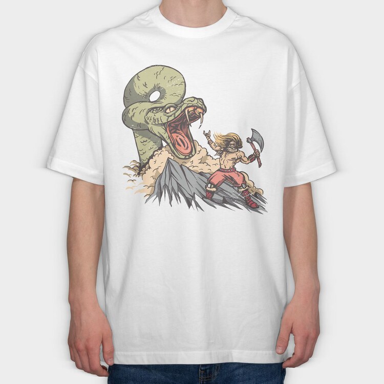 Snake vs Viking, Tricou Oversize Barbati (Unisex)