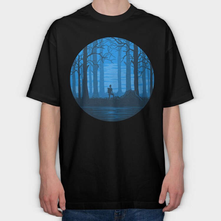Blue Forest Wanderer, Tricou Oversize Barbati (Unisex)