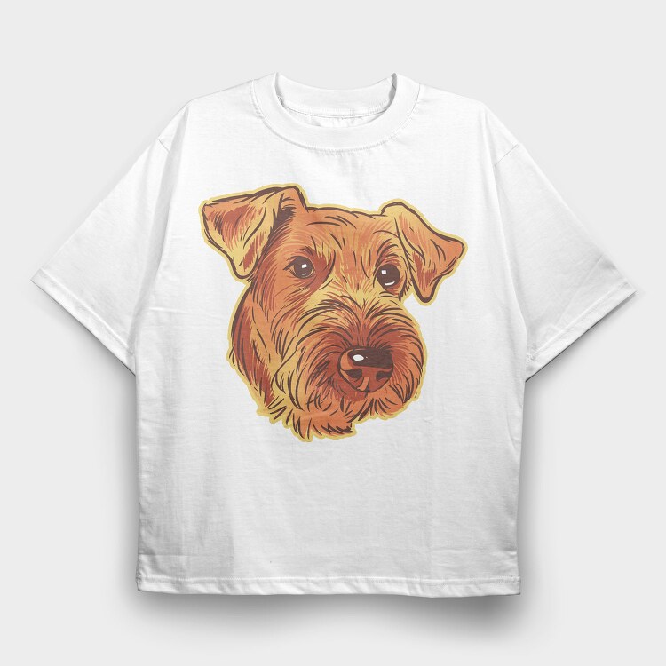 Airedale Terrier Dog, Tricou Oversize Barbati (Unisex)