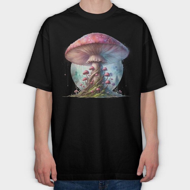 Fantasy Fungus Glow, Tricou Oversize Barbati (Unisex)