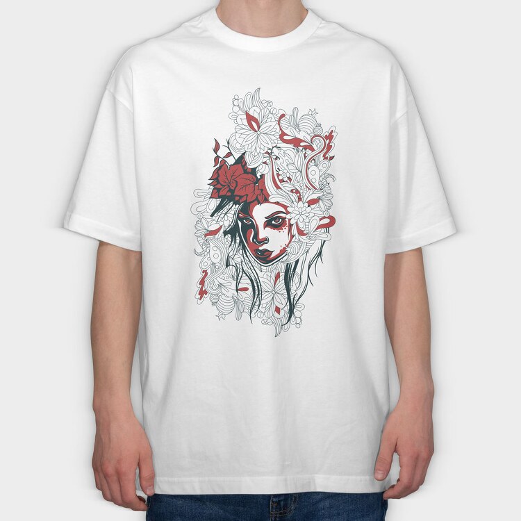 Red Rose Queen, Tricou Oversize Barbati (Unisex)