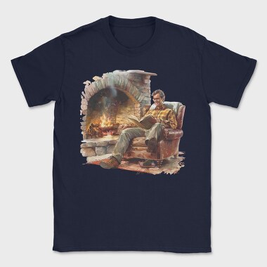 Fireplace Reading Man, Tricou Barbati (Unisex)