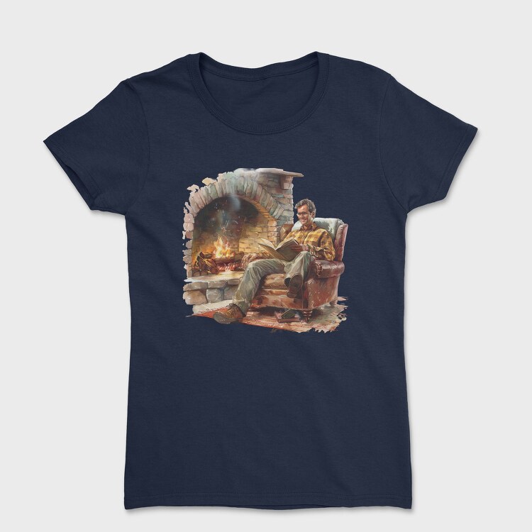 Fireplace Reading Man, Tricou Femei