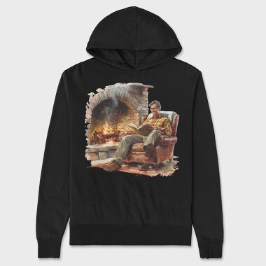 Fireplace Reading Man, Hanorac Oversize Barbati (Unisex)