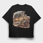 Fireplace Reading Man, Tricou Oversize Barbati (Unisex)