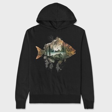 Fish Forest Silhouette, Hanorac Oversize Barbati (Unisex)