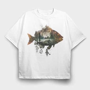 Fish Forest Silhouette, Tricou Oversize Barbati (Unisex)