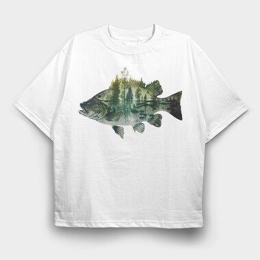 Fishing Forest Silhouette, Tricou Oversize Barbati (Unisex)