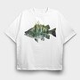 Fishing Forest Silhouette, Tricou Oversize Barbati (Unisex)
