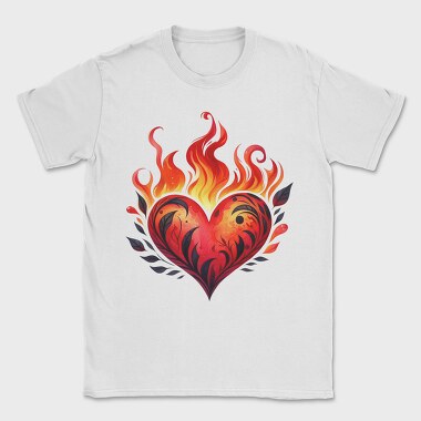 Flaming Heart Illustration, Tricou Barbati (Unisex)