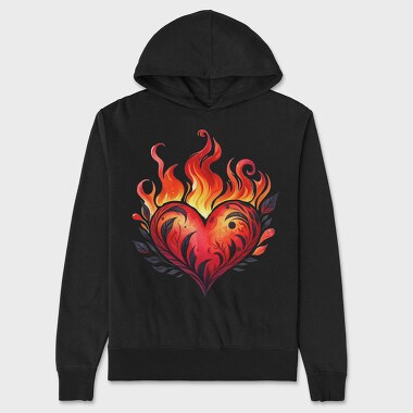 Flaming Heart Illustration, Hanorac Oversize Barbati (Unisex)