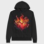 Flaming Heart Illustration, Hanorac Oversize Barbati (Unisex)