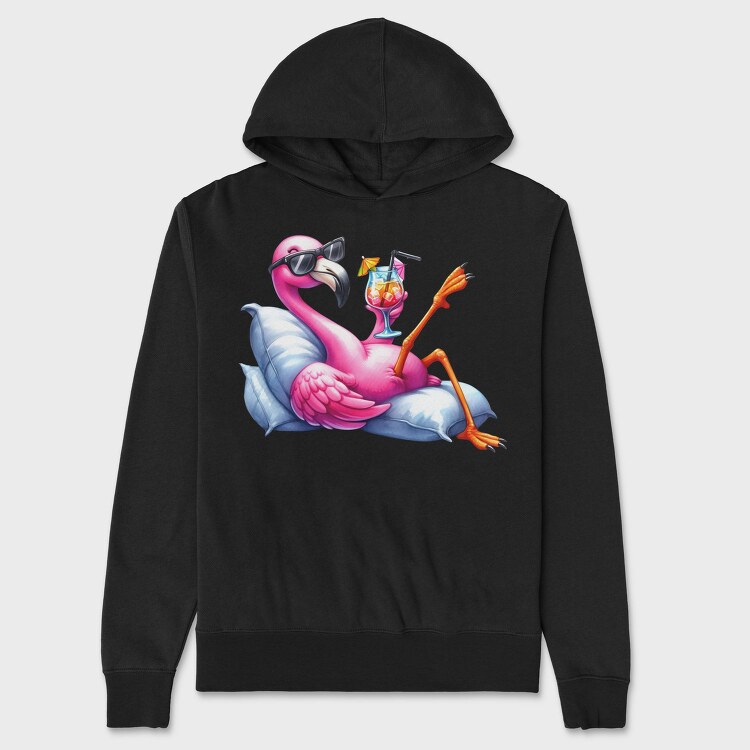Flamingo Drink Cooler, Hanorac Oversize Barbati (Unisex)