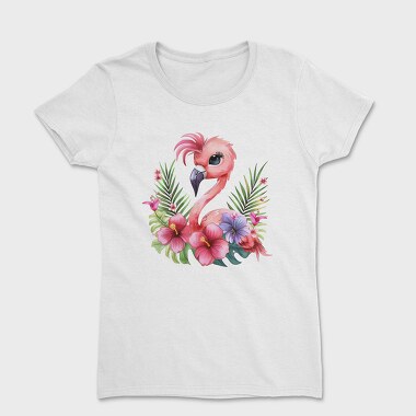 Flamingo Flowers Sublimation, Tricou Femei