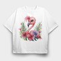 Flamingo Flowers Sublimation, Tricou Oversize Barbati (Unisex)