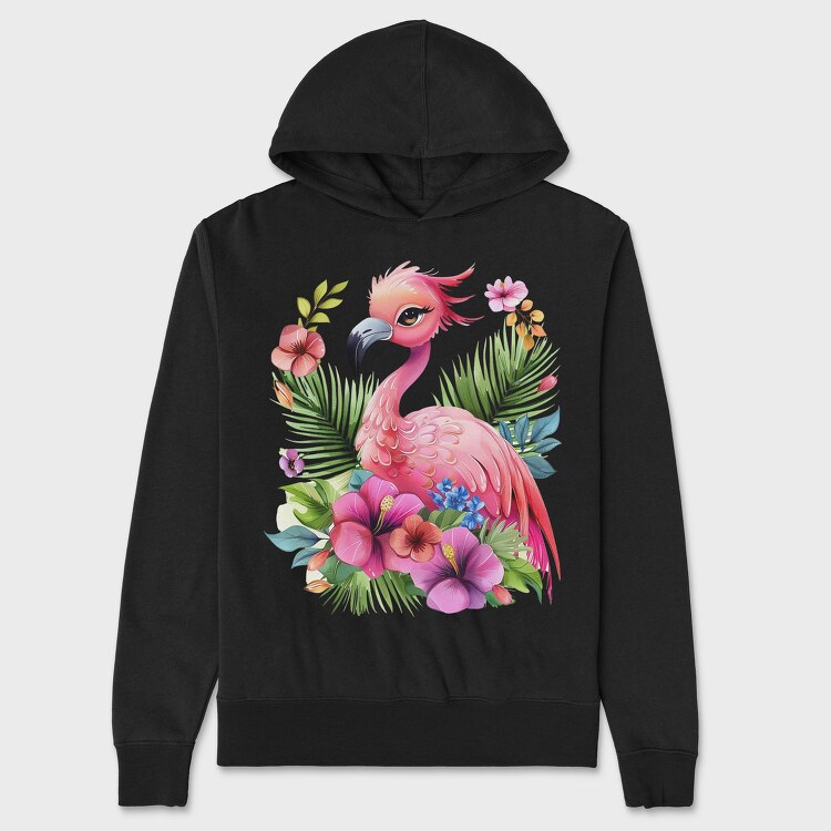 Flamingo Tropical Flowers, Hanorac Oversize Barbati (Unisex)