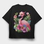 Flamingo Tropical Flowers, Tricou Oversize Barbati (Unisex)